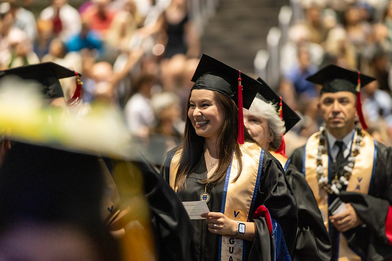 female vanguard student at commencement